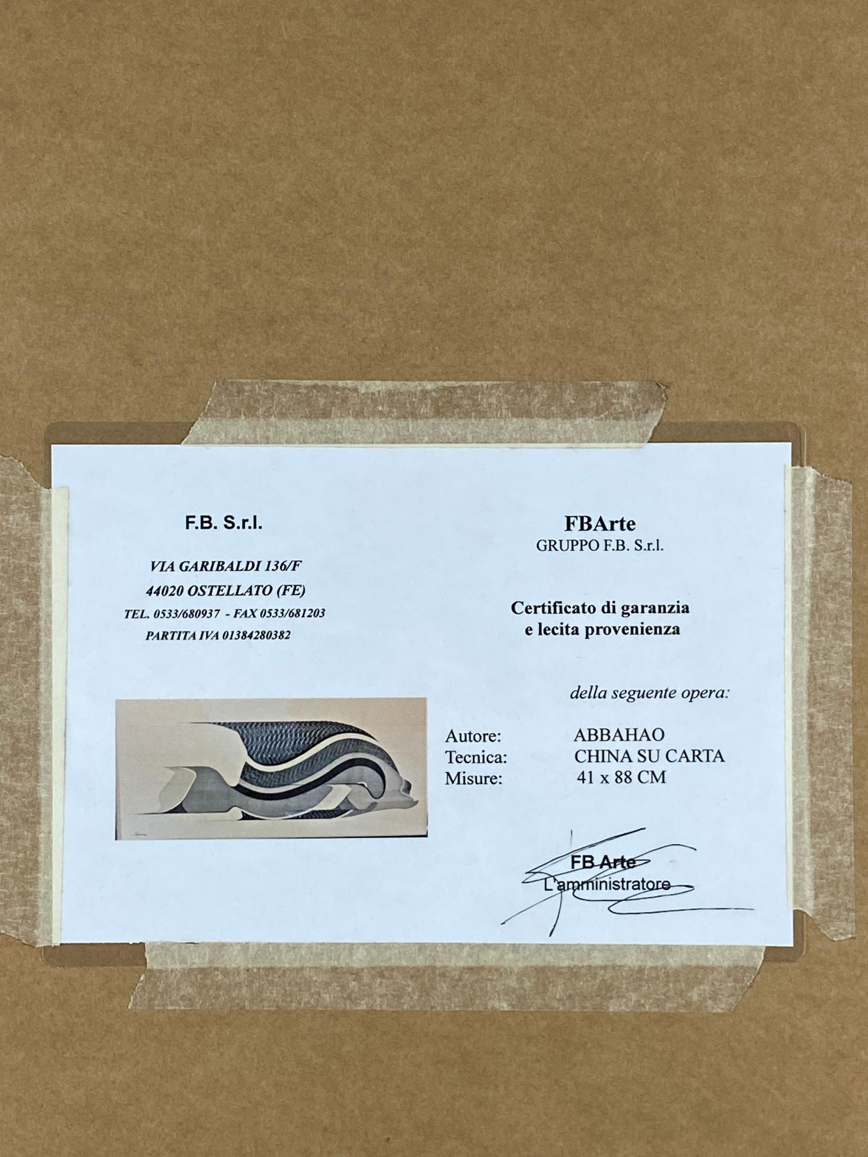 Abbahao, Untitled great stylized FIsh, China on paper, Italy 1976 For Sale 12