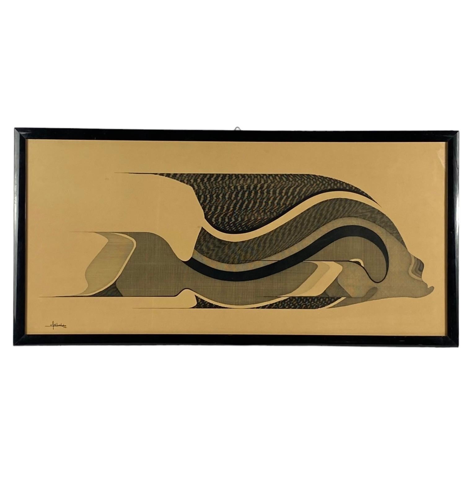 Abbahao, Untitled great stylized FIsh, China on paper, Italy 1976 For Sale 2