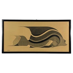 Abbahao, Untitled great stylized FIsh, China on paper, Italy 1976