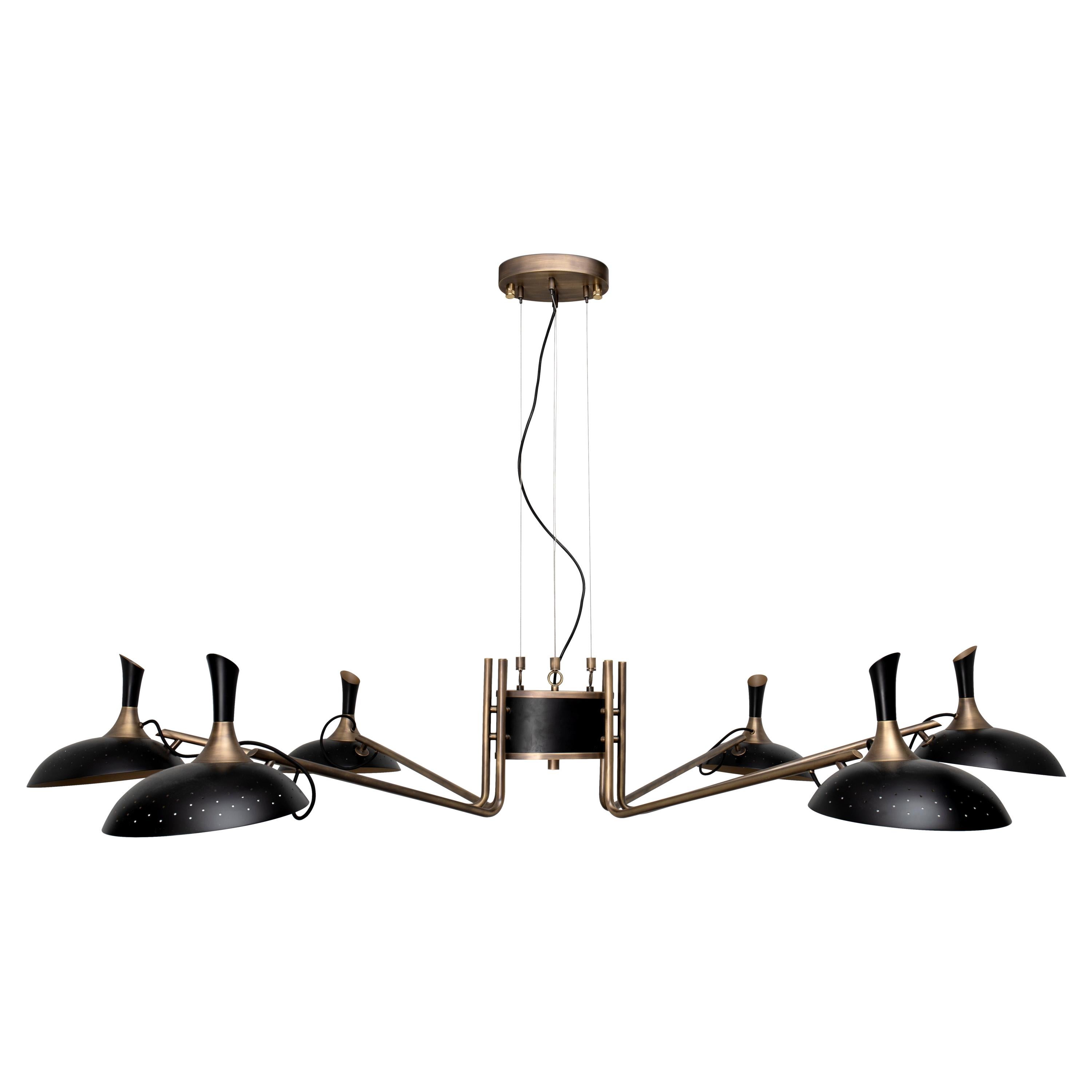 Abbey Pendant Light in Black and Brass For Sale