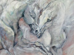 Ethereal Emotions Elegant Neutral Colors a Contemporary Gestural Horse Painting