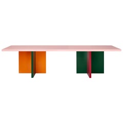 Color-Blocked Lacquered 10-Foot MDF Abbondio Dining or Conference Table 