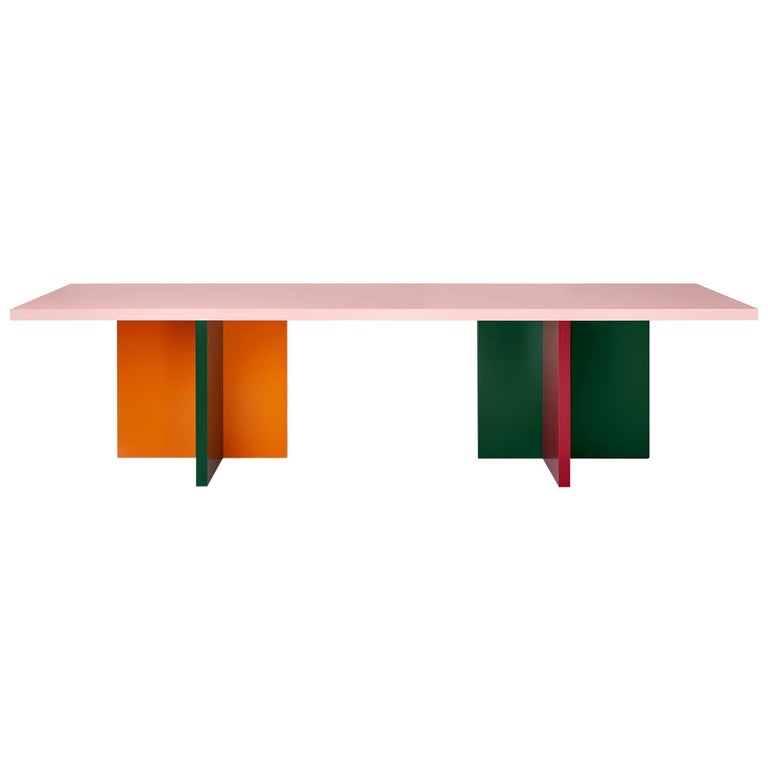 Color Blocked Lacquered 10 Foot Mdf Abbondio Dining Or Conference