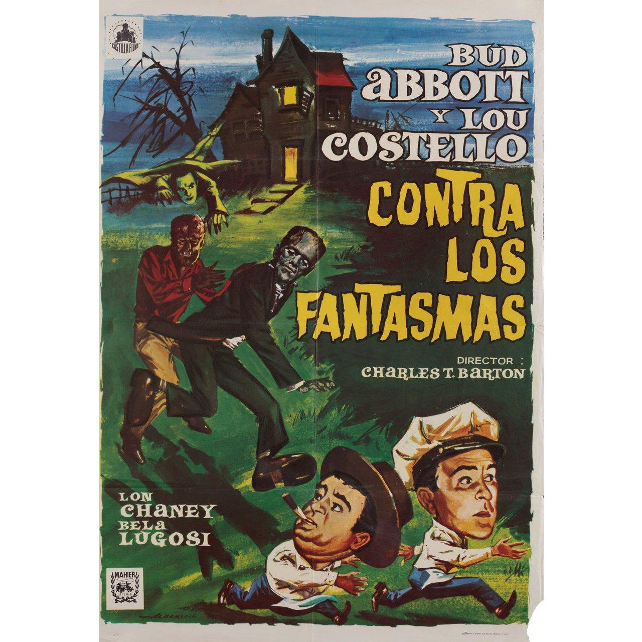 Original 1975 re-release Spanish B1 poster by Fernando Albericio for the 1948 film Abbott and Costello Meet Frankenstein (Bud Abbott Lou Costello Meet Frankenstein) directed by Charles Barton with Bud Abbott / Lou Costello / Lon Chaney Jr. / Bela