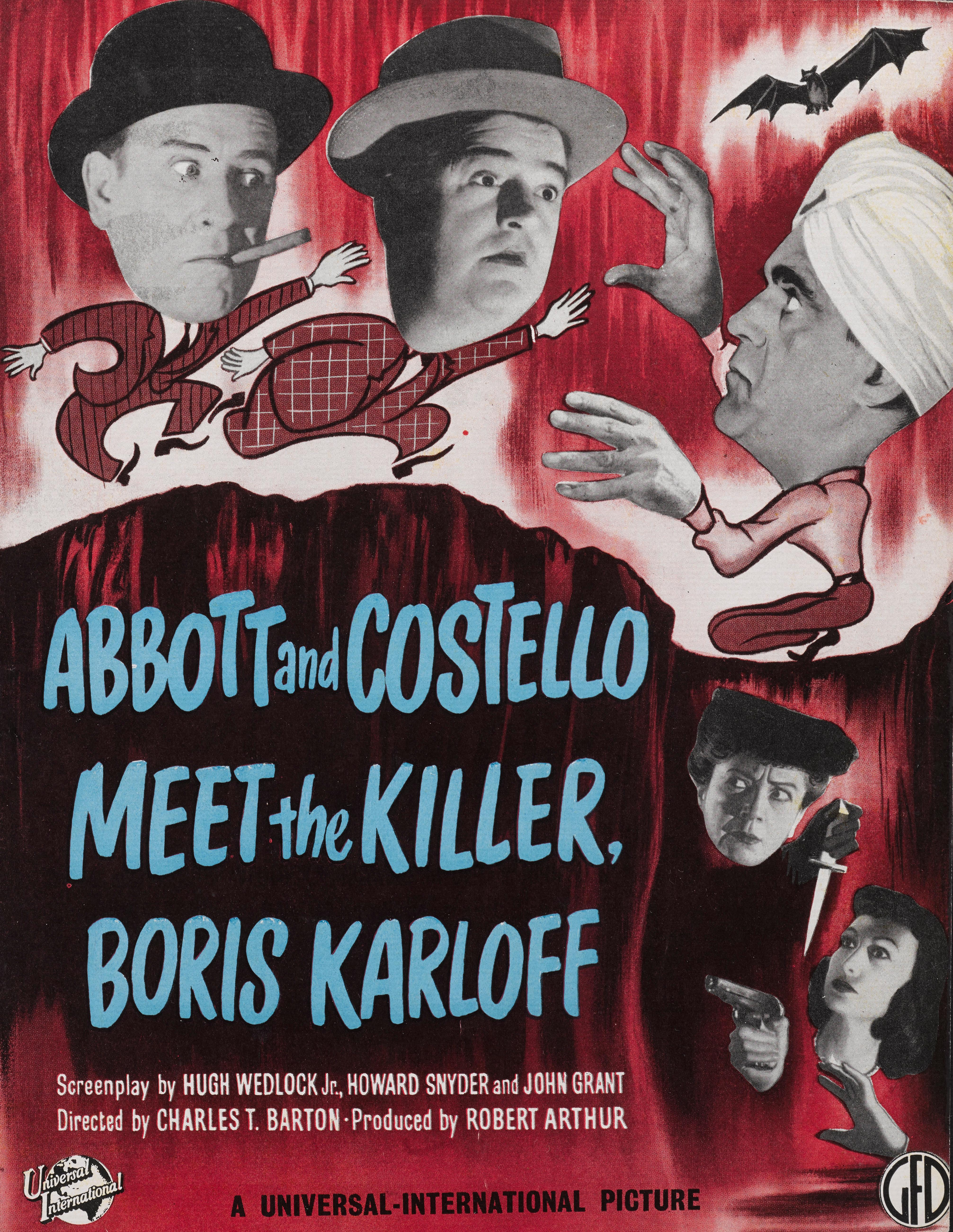 Original British trade advertisement for the 1949 Comedy, Horror Abbott and Costello Meet the Killer, Boris Karloff.
The film was directed by Charles T. Barton and stared Bud Abbott, Lou Costello, Boris Karloff.
The piece is conservation paper