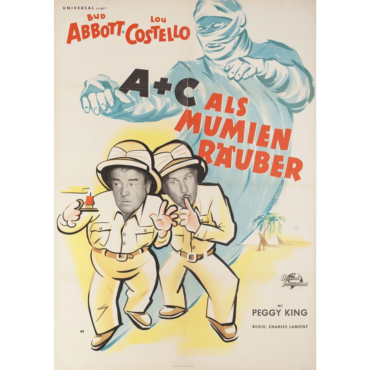 Original 1955 German A1 poster for the film Abbott and Costello Meet the Mummy directed by Charles Lamont with Bud Abbott / Lou Costello / Marie Windsor / Michael Ansara. Very Good condition, folded with tape repairs on rear. Many original posters