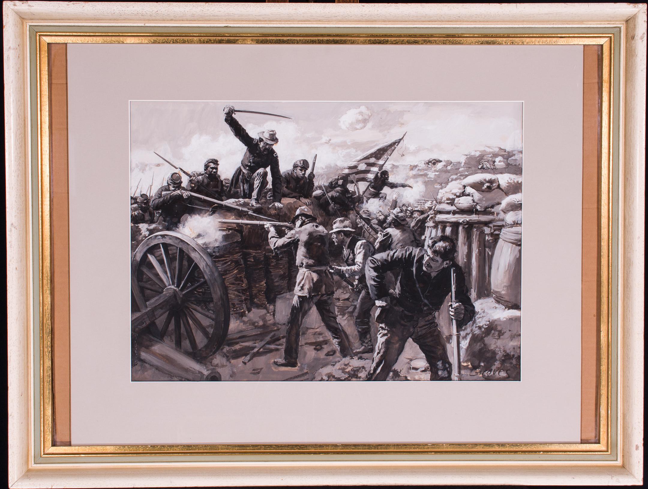 Colonel Bates leitet die 30. Farbige Infanterie in der Schlacht am Krater – Painting von Abbott Fuller Graves