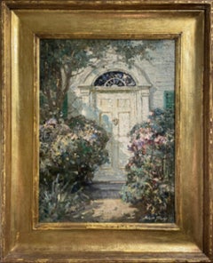 "Colonial Doorway" Abbott Fuller Graves, Sunny Floral Landscape, Impressionist