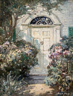 "Colonial Doorway" Abbott Fuller Graves, Sunny Floral Landscape, Impressionist