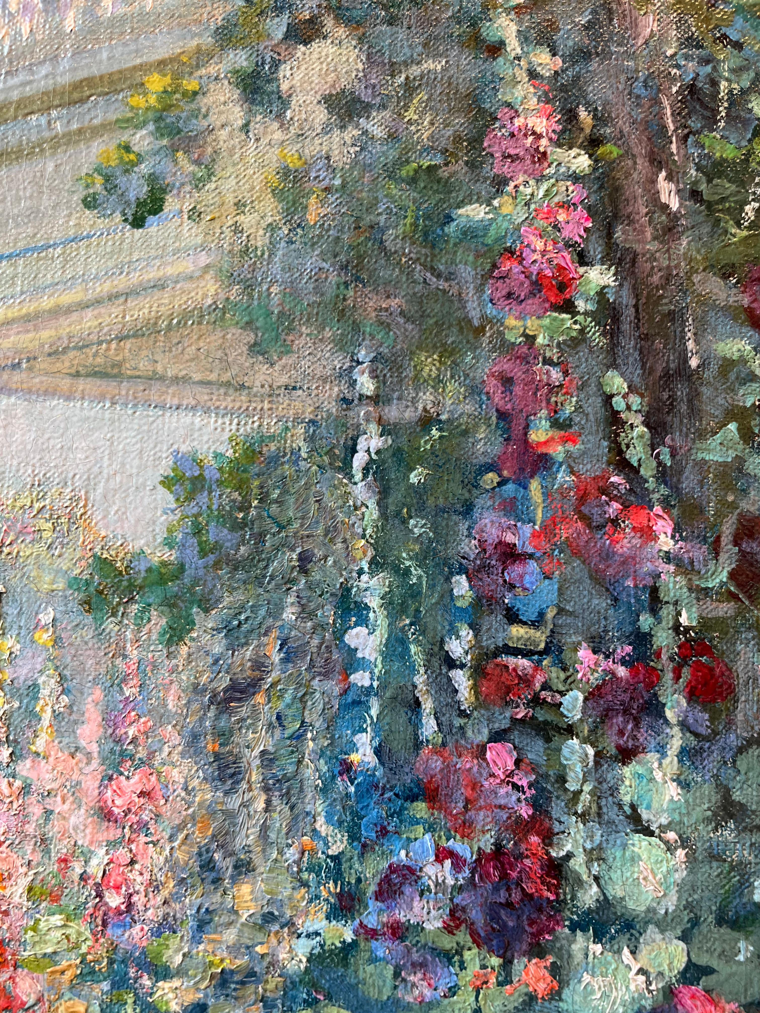 Hollyhocks  - Impressionist Painting by Abbott Fuller Graves