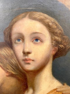 Two young girls, the crown of thorns: mystic symbolist religious painting