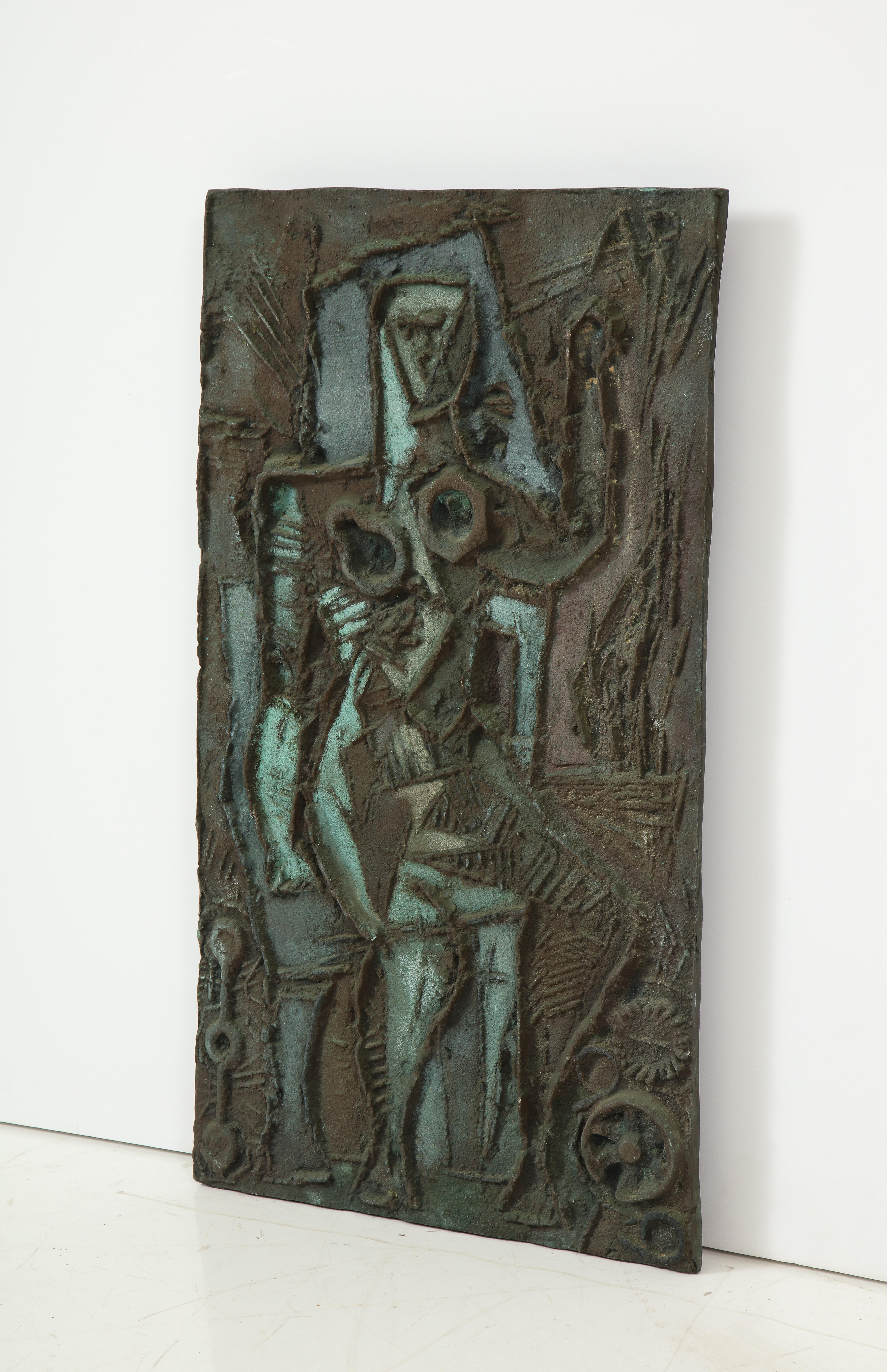 Mid-Century Modern Abbott Pattison Abstract Figural Bronze Plaque