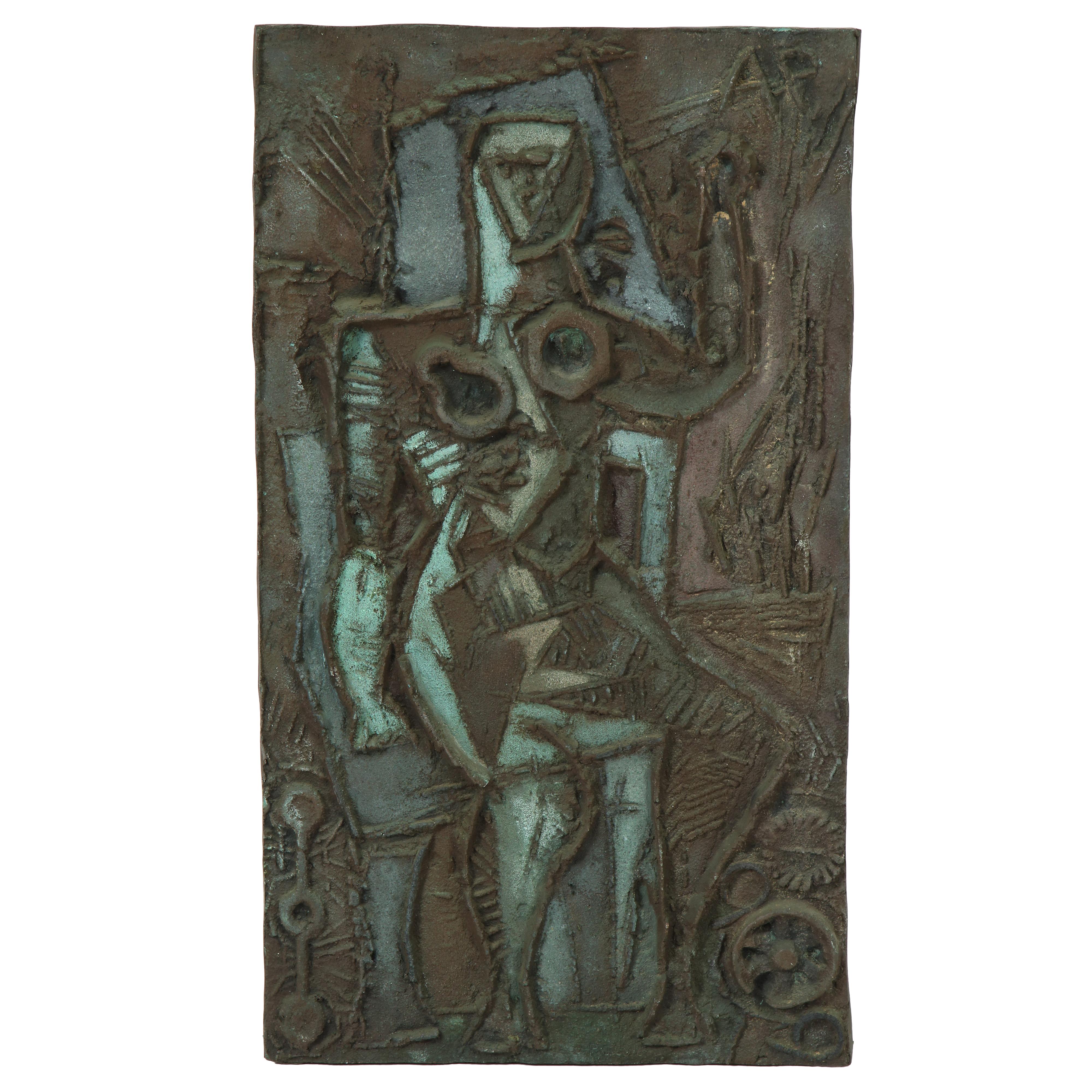 Abbott Pattison Abstract Figural Bronze Plaque