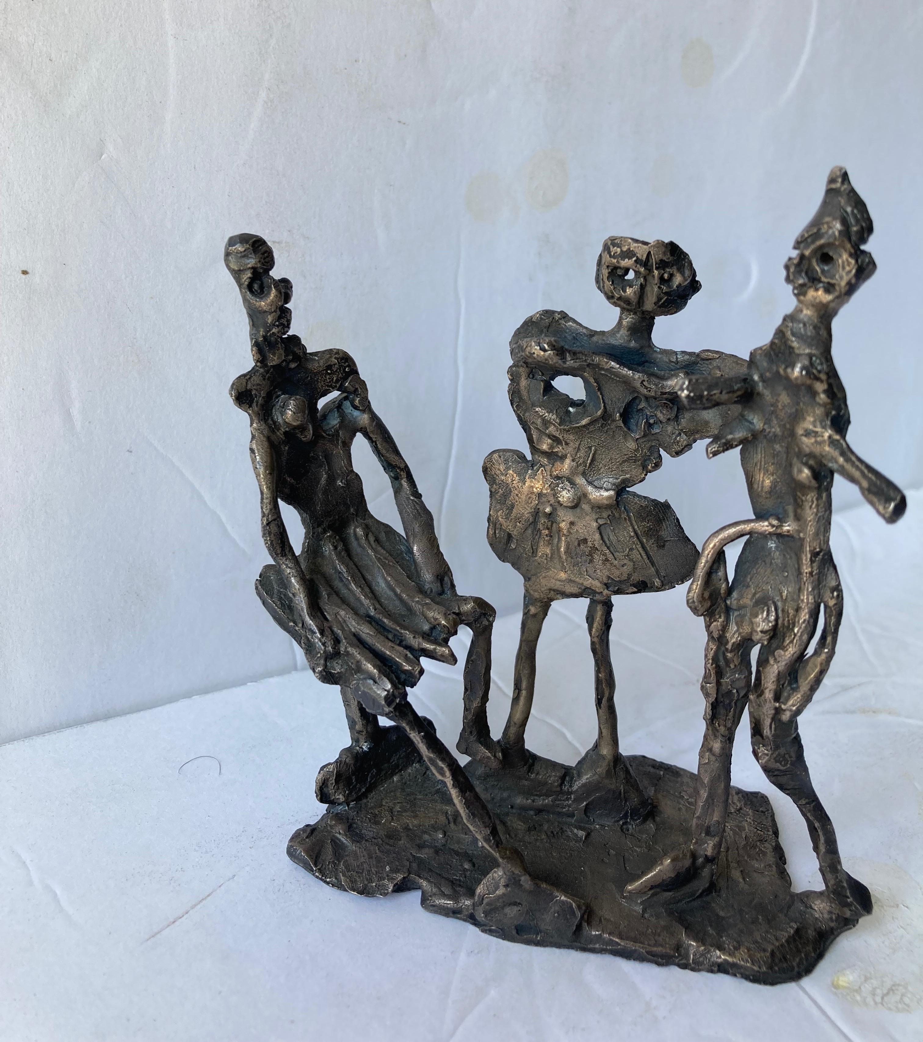 Hand-Crafted Abbott Pattison Abstract, Bronze Sculpture of Three People Elements, Signed For Sale