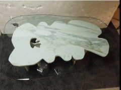 Abbott Pattison Designed & Sculpted Italian Modern Marble & Glass Coffee Table