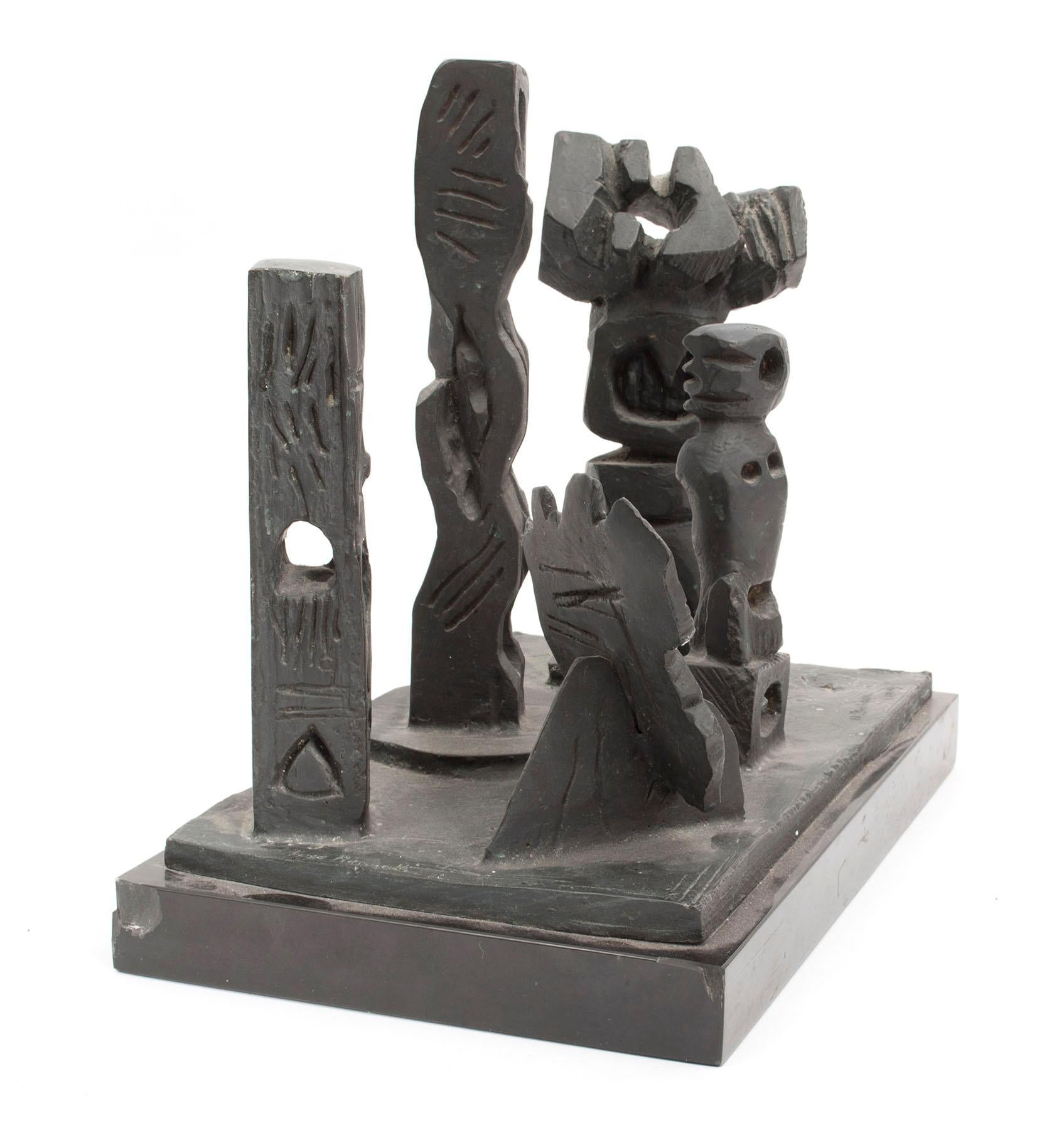 Brutalist Modernist Abstract Bronze Sculpture Totems Manner of Louise Nevelson - Painting by Abbott Pattison