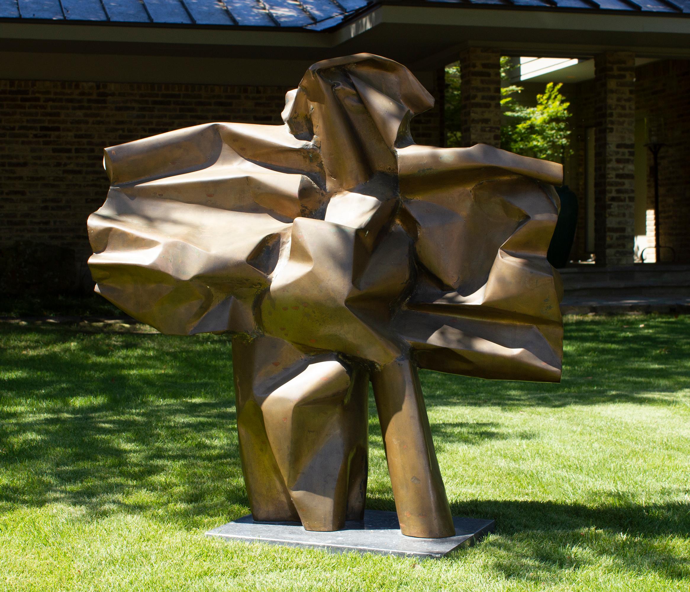 Brutalist Abbott Pattison Sculpture Abstract Bronze Titled 'Flight' 1977, Large Scale For Sale