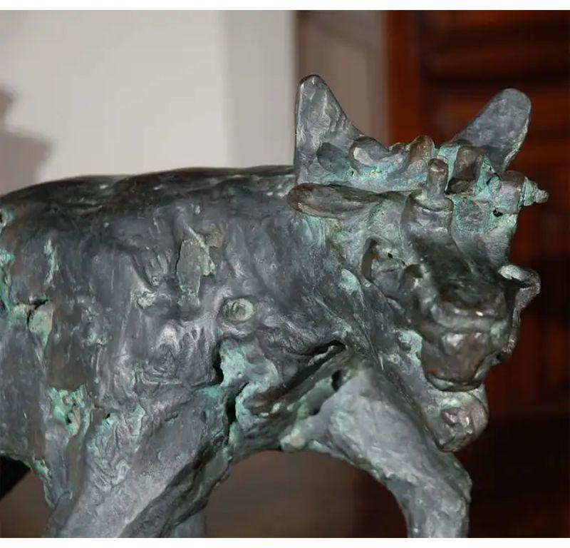 1970’s, leaping, bronze dog sculpture by highly respected, listed, American artist, Abbott Pattison (1916-1999).  Select public collections: Whitney Museum of Art in New York City; the Art Institute of Chicago; the San Francisco Museum of Art; the