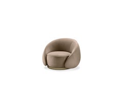 Abbracci Armchair in Beige Leather with Brown Burnished Brass Legs