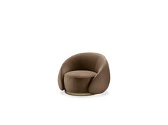 Abbracci Armchair in Brown Leather with Brown Burnished Brass Legs