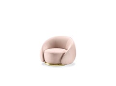 Abbracci Armchair in Cream Leather with Brown Burnished Brass Legs