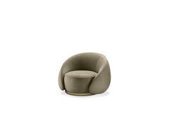 Abbracci Armchair in Green Leather with Brown Burnished Brass Legs