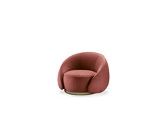 Abbracci Armchair in Orange Leather with Brown Burnished Brass Legs