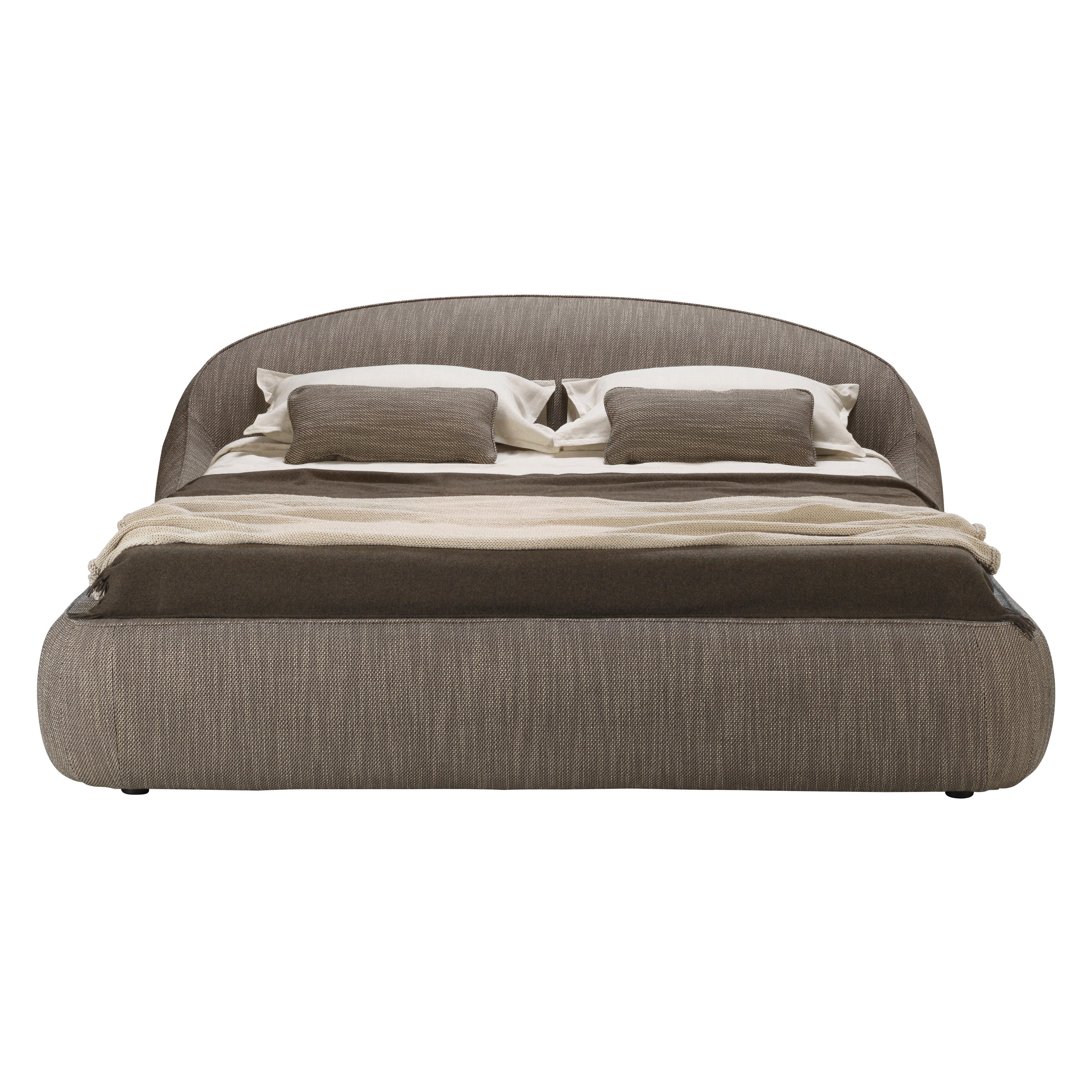 Lit Abbracci, lit en tissu Bogardine, couleur taupe, fabriqué en Italie en vente