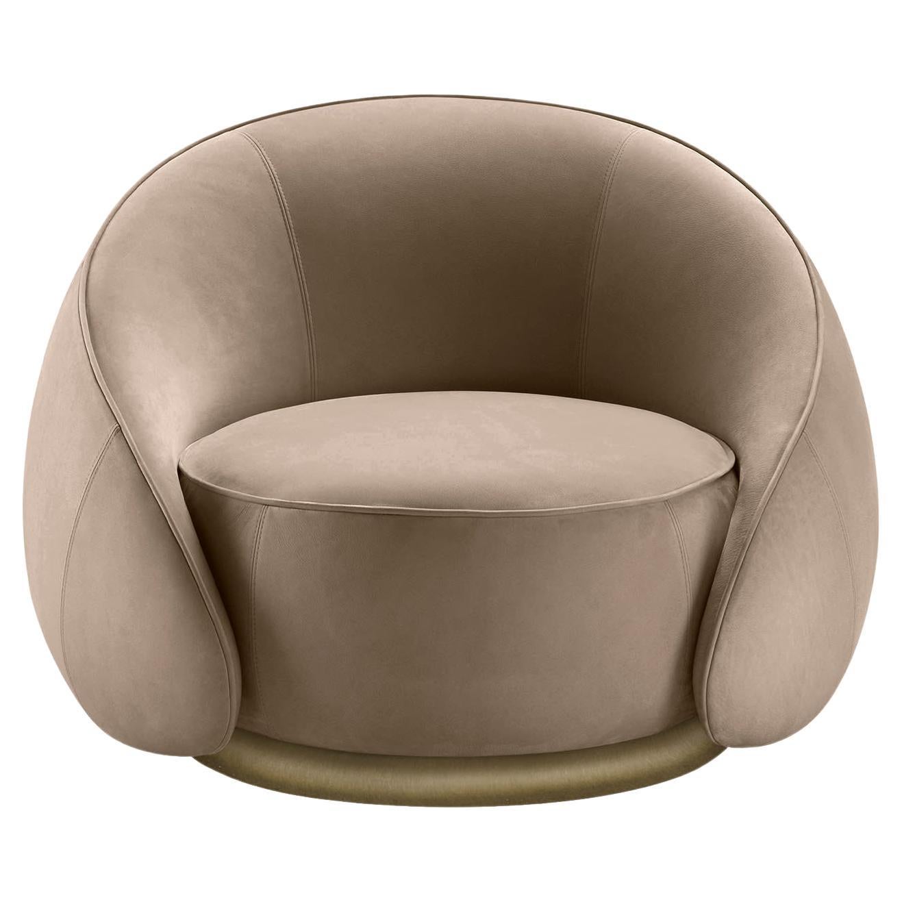 Fauteuil circulaire taupe Abbracci de Lorenza Bozzoli en vente