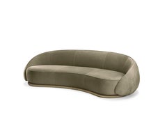 Abbracci Sofa 3 Seater in Green Leather with Brown Burnished Brass Legs