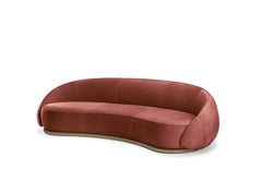 Abbracci Sofa 3 Seater in Orange Leather with Brown Burnished Brass Legs