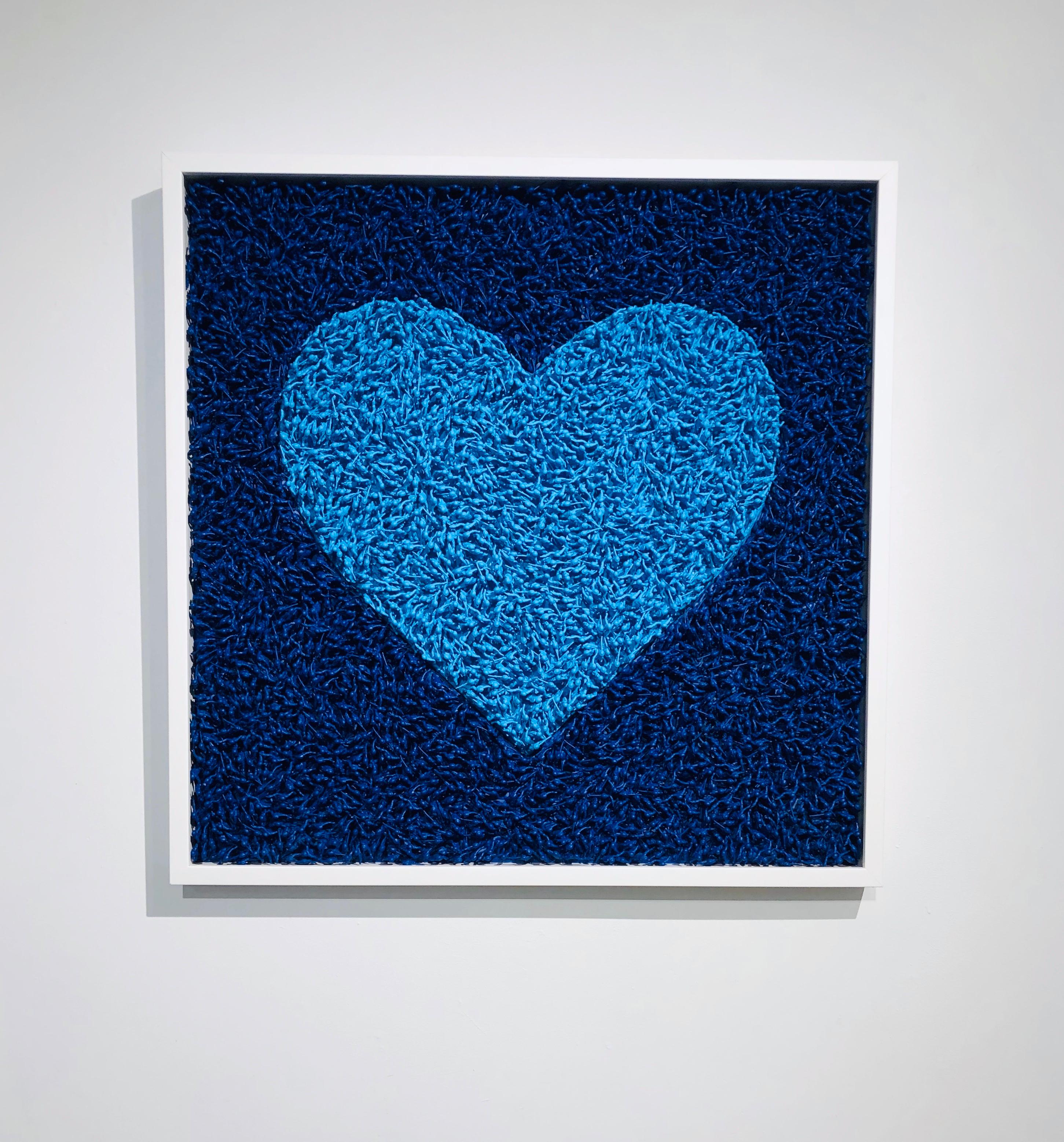 Abby Elizabeth Abstract Painting - "Heart Attack Series: Blue on Blue"
