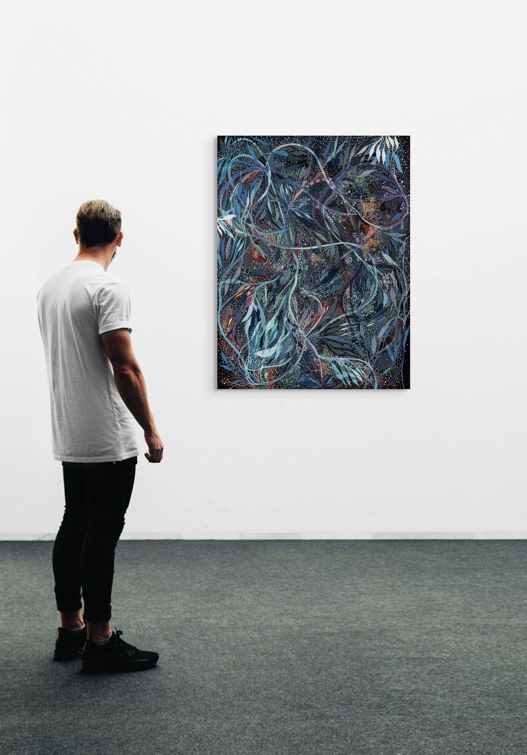 Festhalten an einer Erinnerung: Farbintensive organische abstrakte zeitgenössische Kunst, 40 x 30 in (Zeitgenössisch), Art, von Abby Goldstein