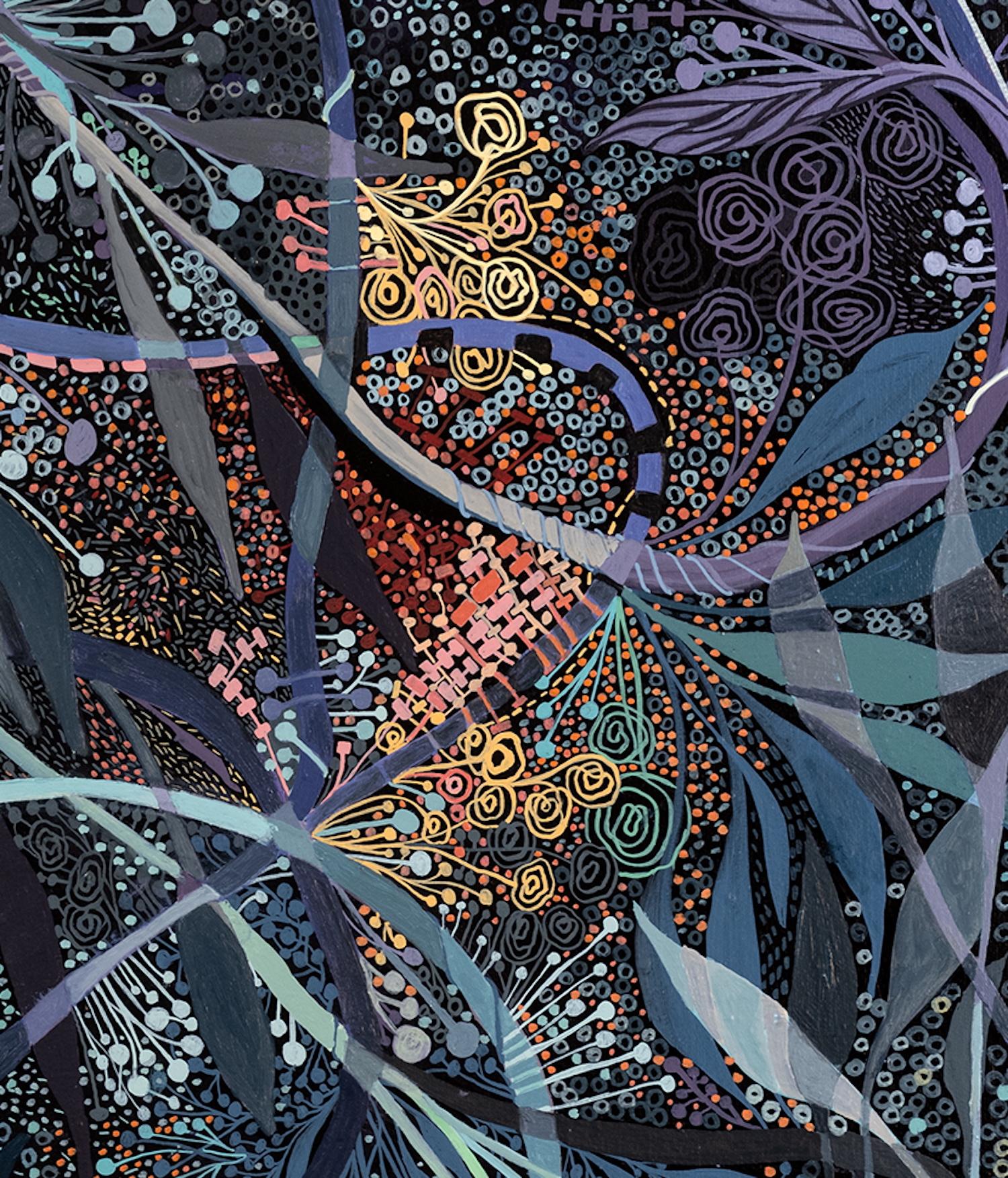 Festhalten an einer Erinnerung: Farbintensive organische abstrakte zeitgenössische Kunst, 40 x 30 in im Angebot 2