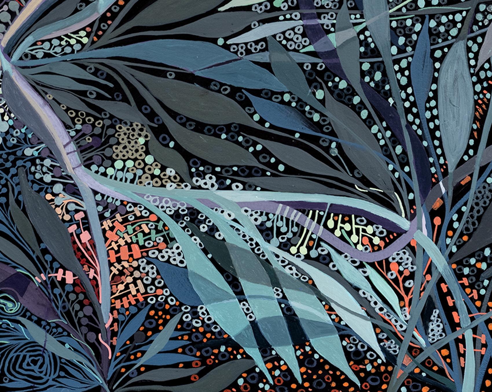 Festhalten an einer Erinnerung: Farbintensive organische abstrakte zeitgenössische Kunst, 40 x 30 in im Angebot 4