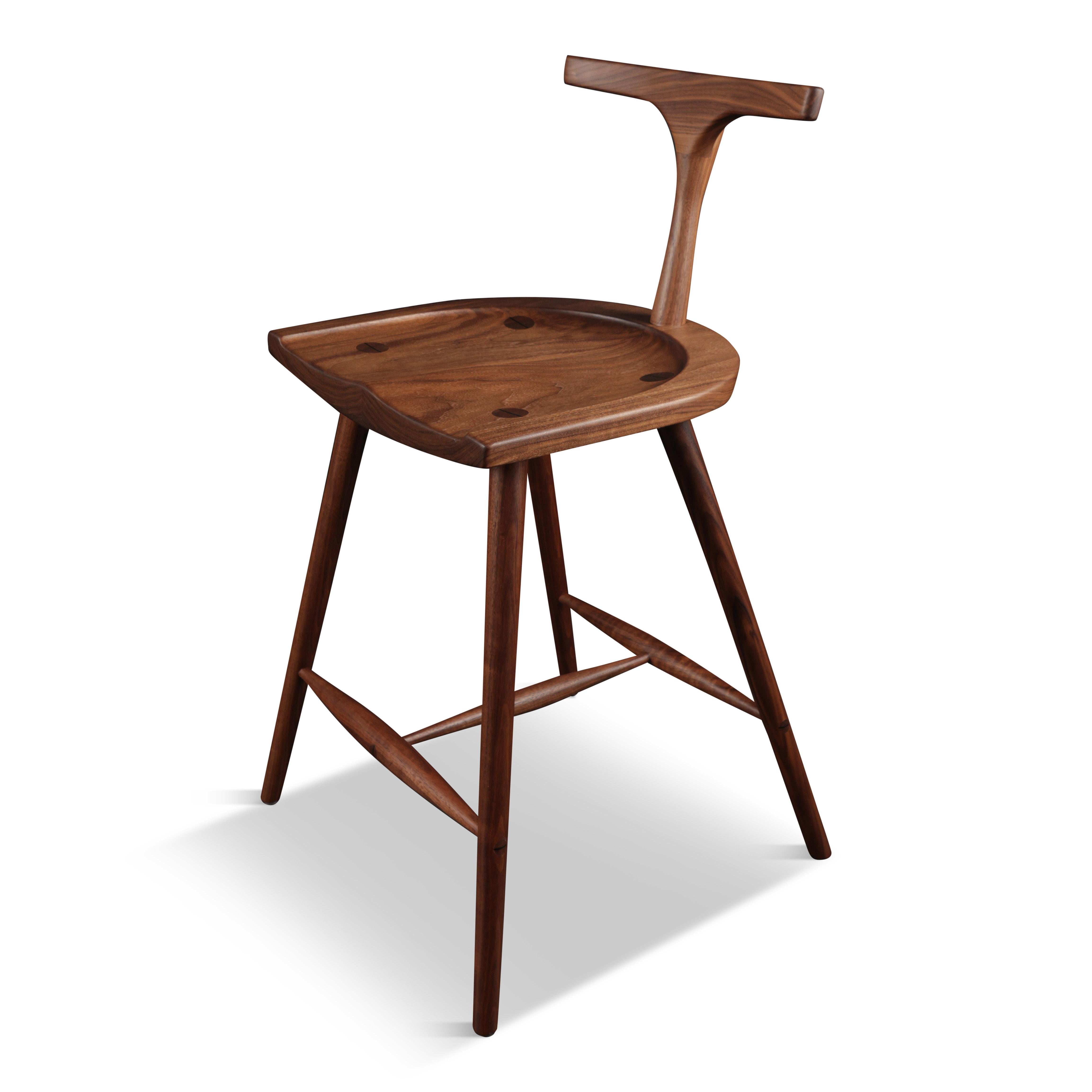 Abby - T-Back Krāne Counter Stool, 4-Legged Version Walnut, In Stock  In New Condition For Sale In Calgary, CA