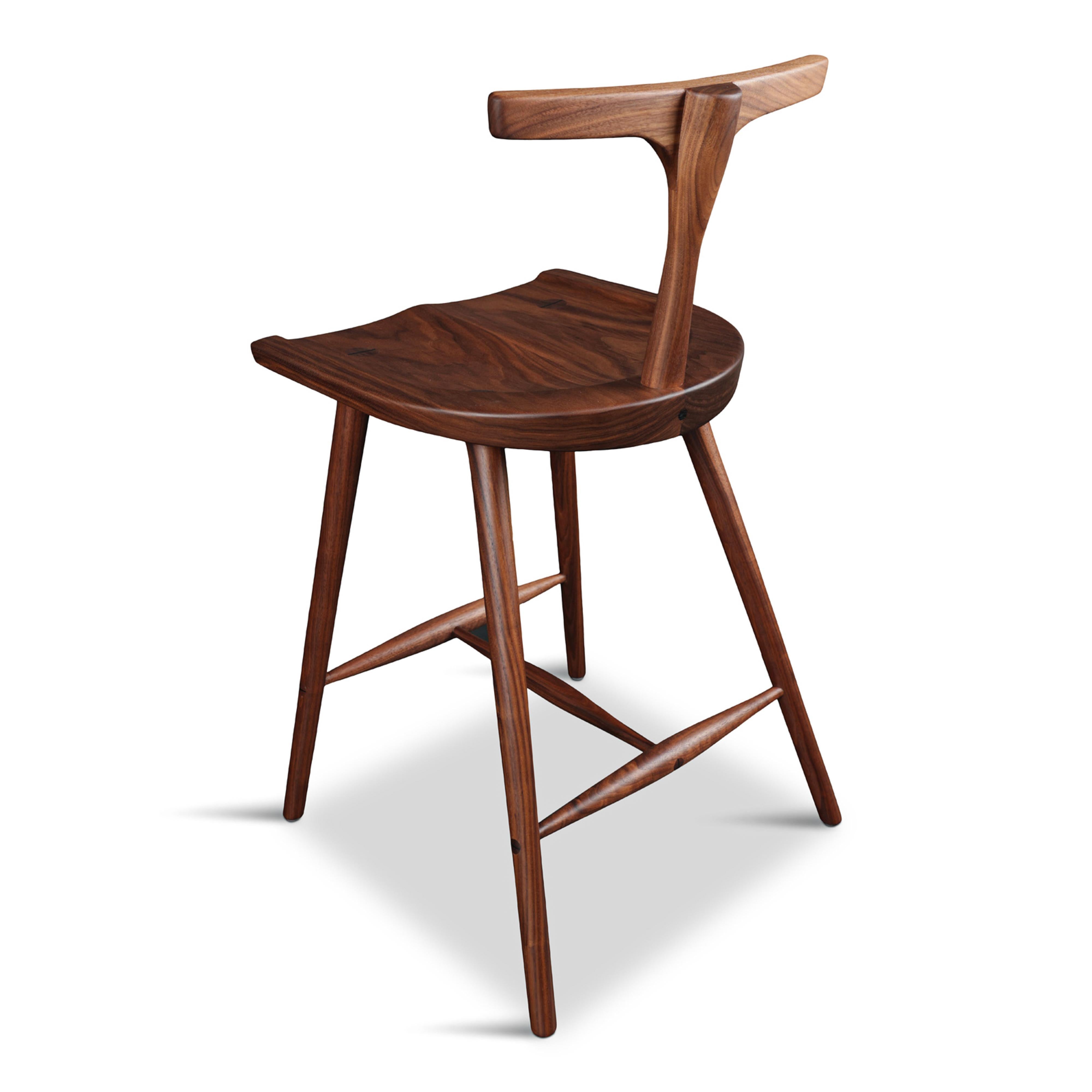 Contemporary Abby - T-Back Krāne Counter Stool, 4-Legged Version Walnut, In Stock  For Sale
