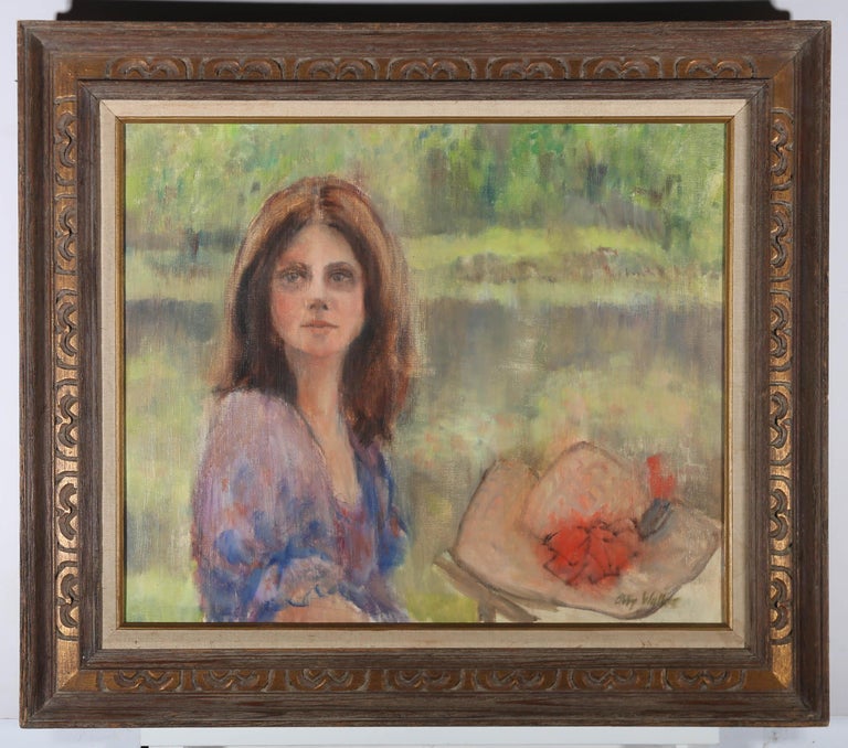 Abby Walker Abby Walker 20th Century Oil, Young Girl with Hat For