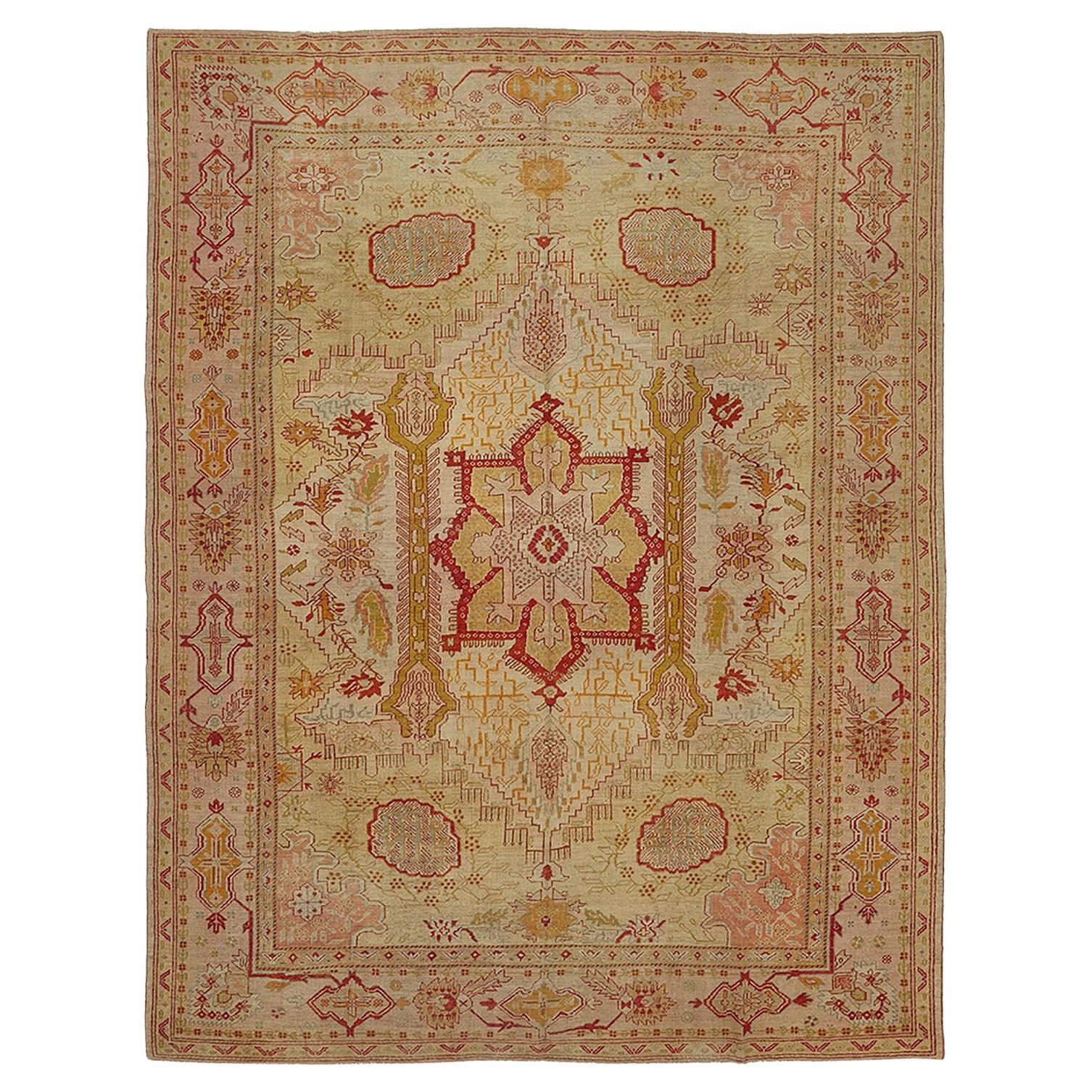 abc carpet Beige Antique Turkish Oushak Wool Rug - 10'3" x 13'1"