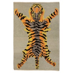 abc carpet Beige Tiger Modern Turkish Wool Rug - 4'2" x 6'