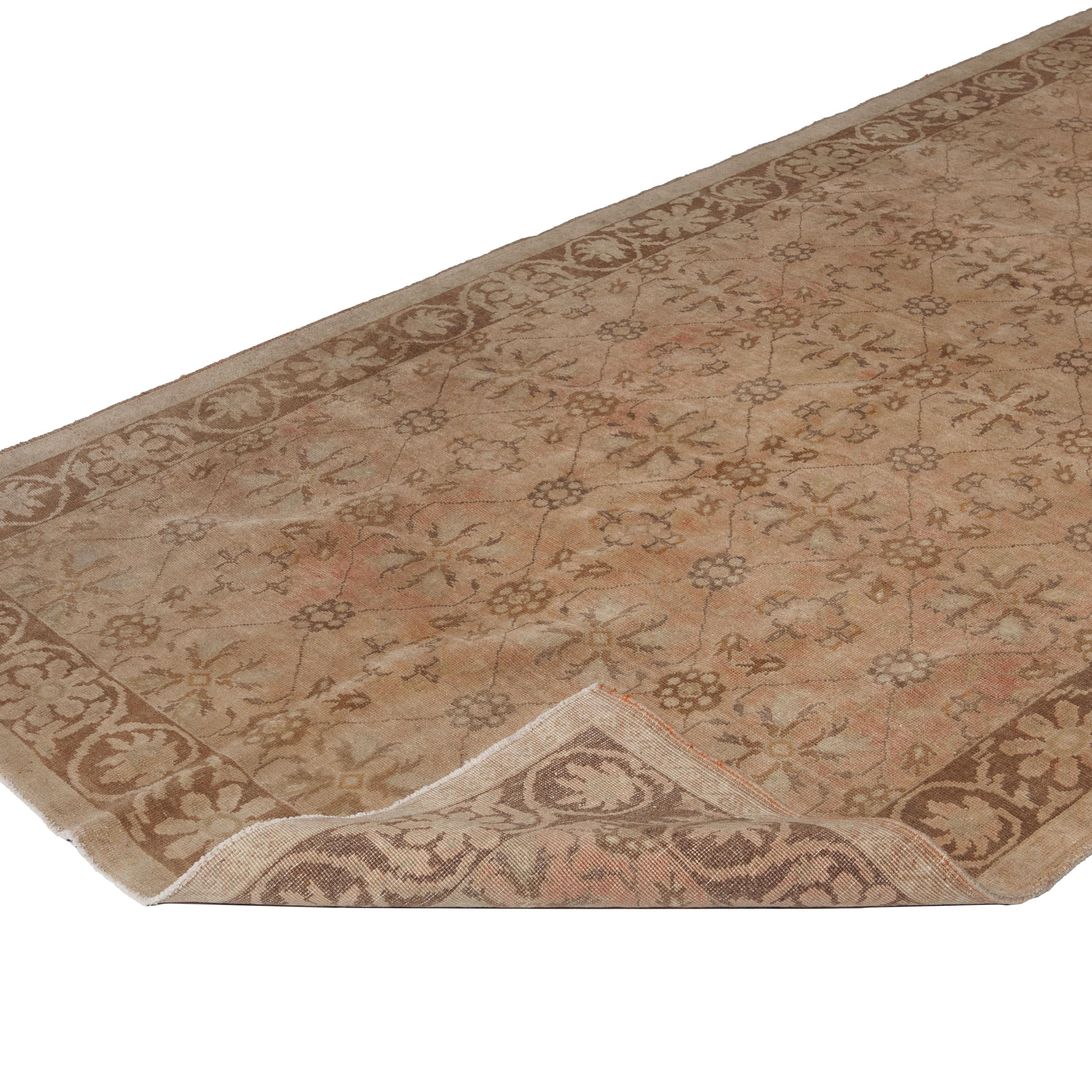 Hand-Knotted abc carpet Beige Vintage Traditional Khotan Runner - 4'1