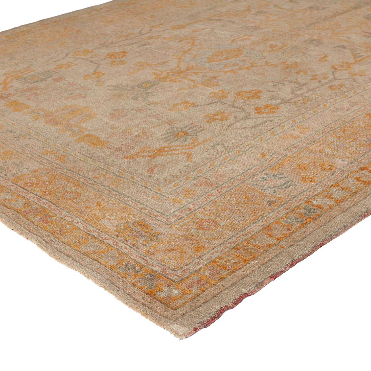 Turkish abc carpet Beige Vintage Traditional Wool Oushak Rug - 8'2