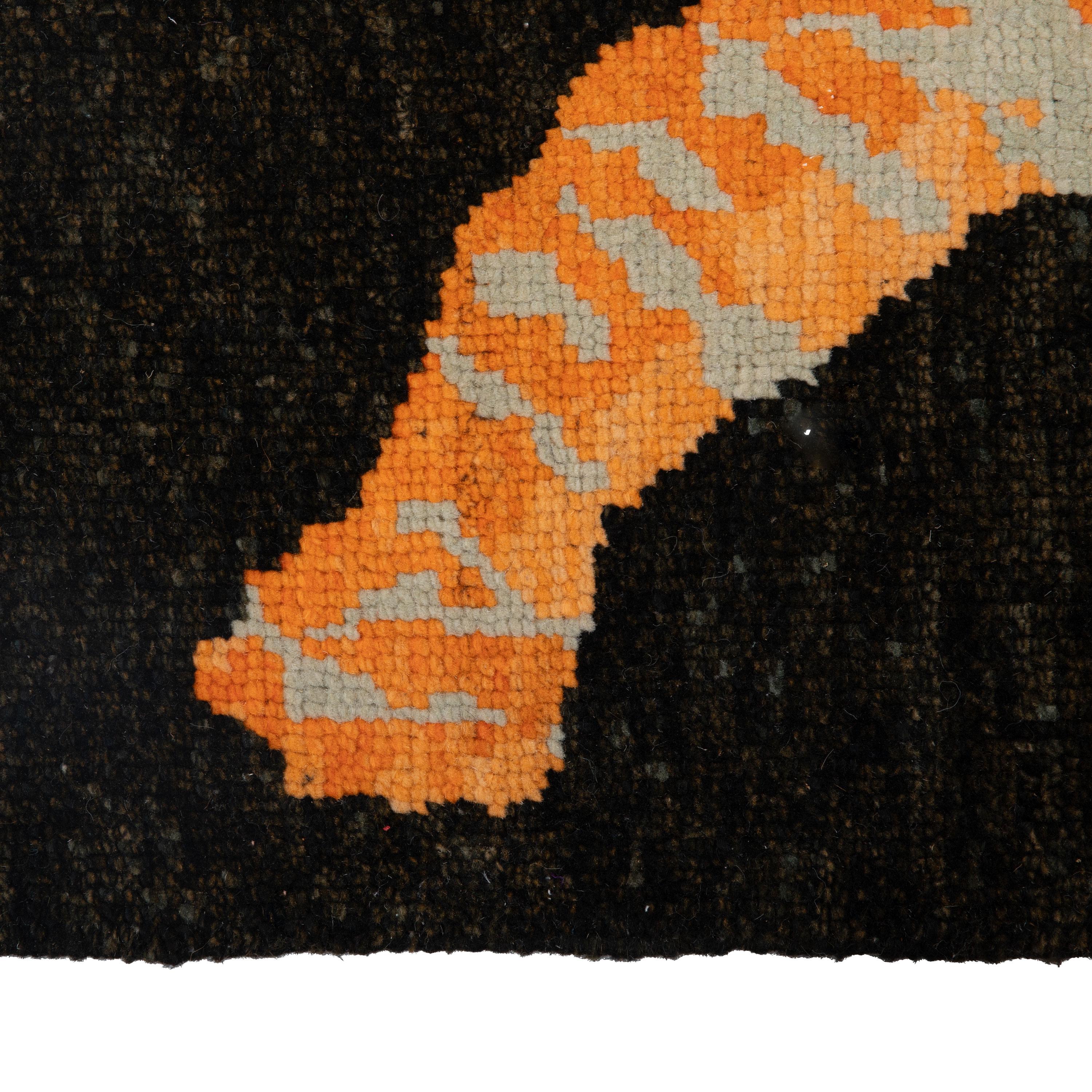 Dieser Black Tiger Modern Turkish Wool Contemporary Rug - 4'1