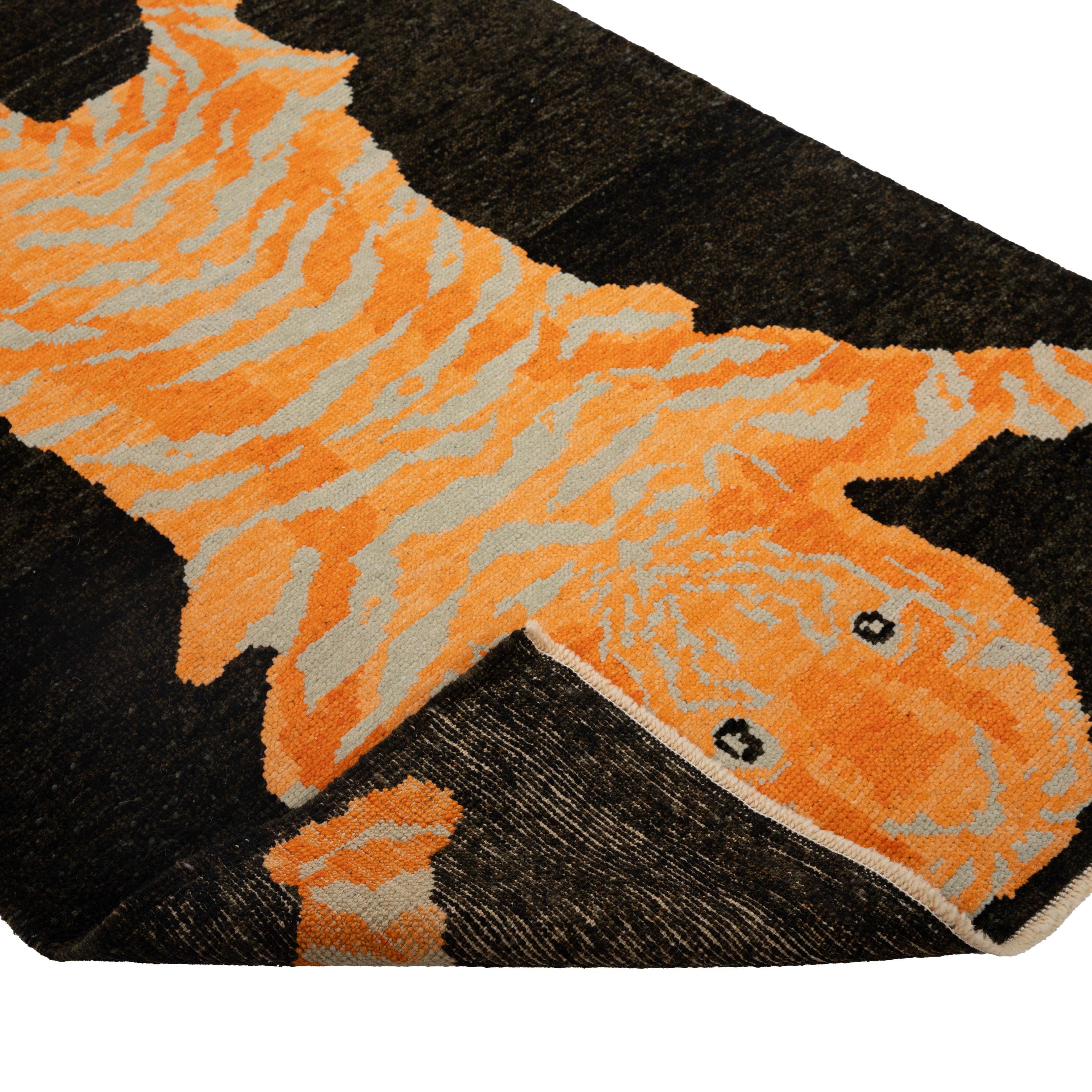 Abc Teppich Schwarz Tiger Moderner türkischer Wollteppich - 4'1