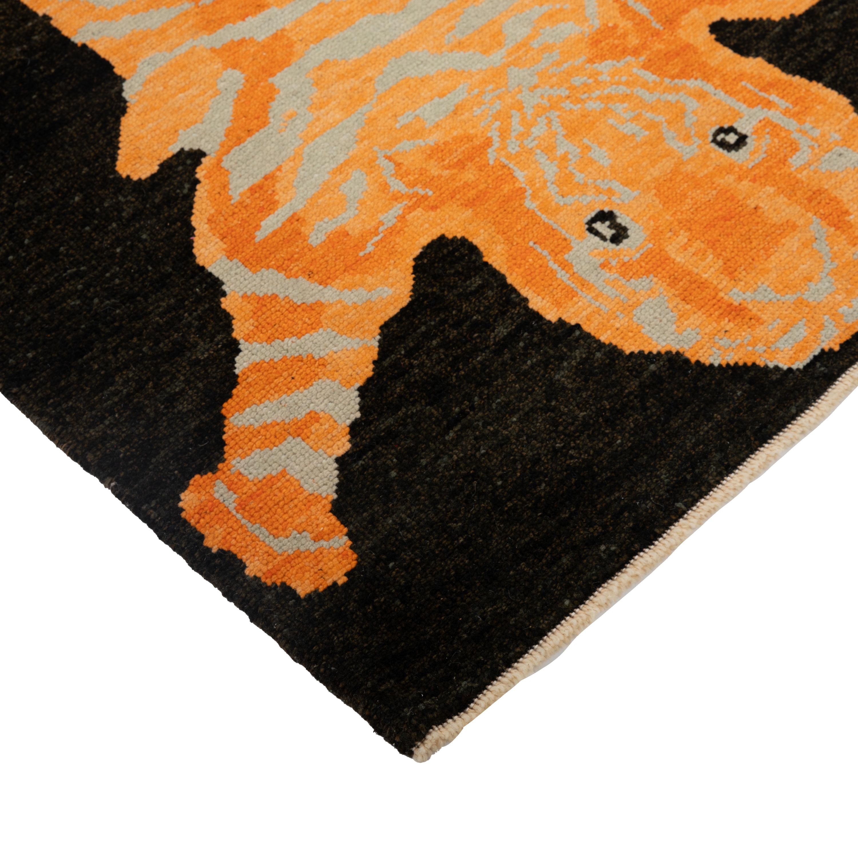 Abc Teppich Schwarz Tiger Moderner türkischer Wollteppich - 4'1