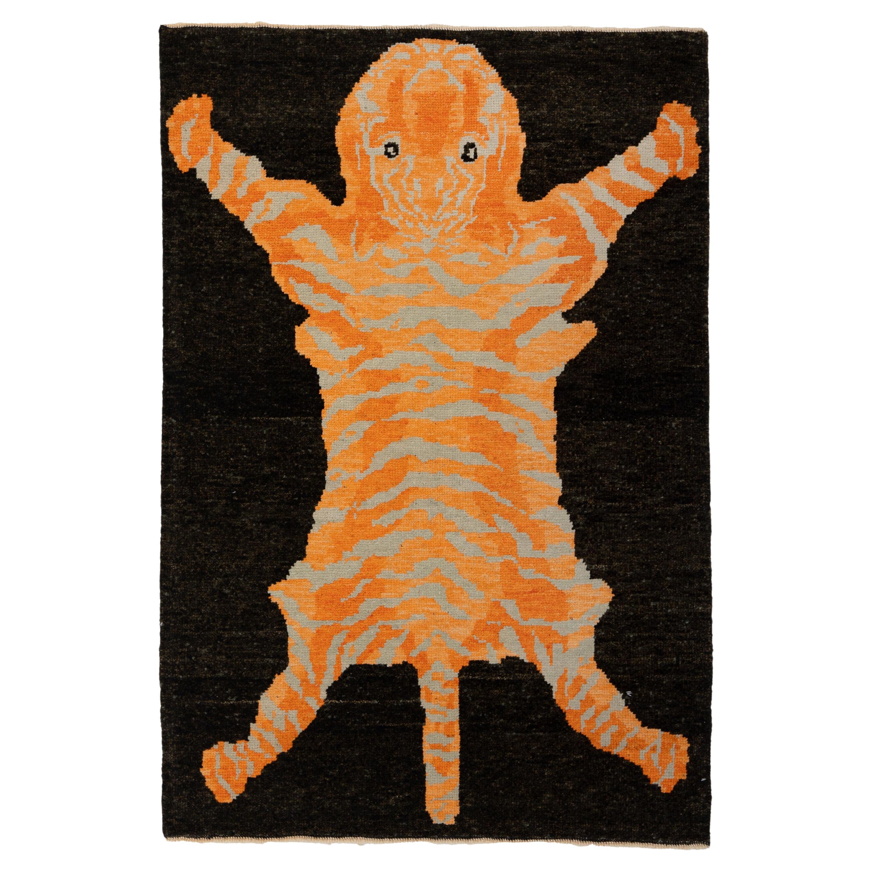 abc carpet Black Tiger Modern Turkish Wool Rug - 4'1" x 5'11"