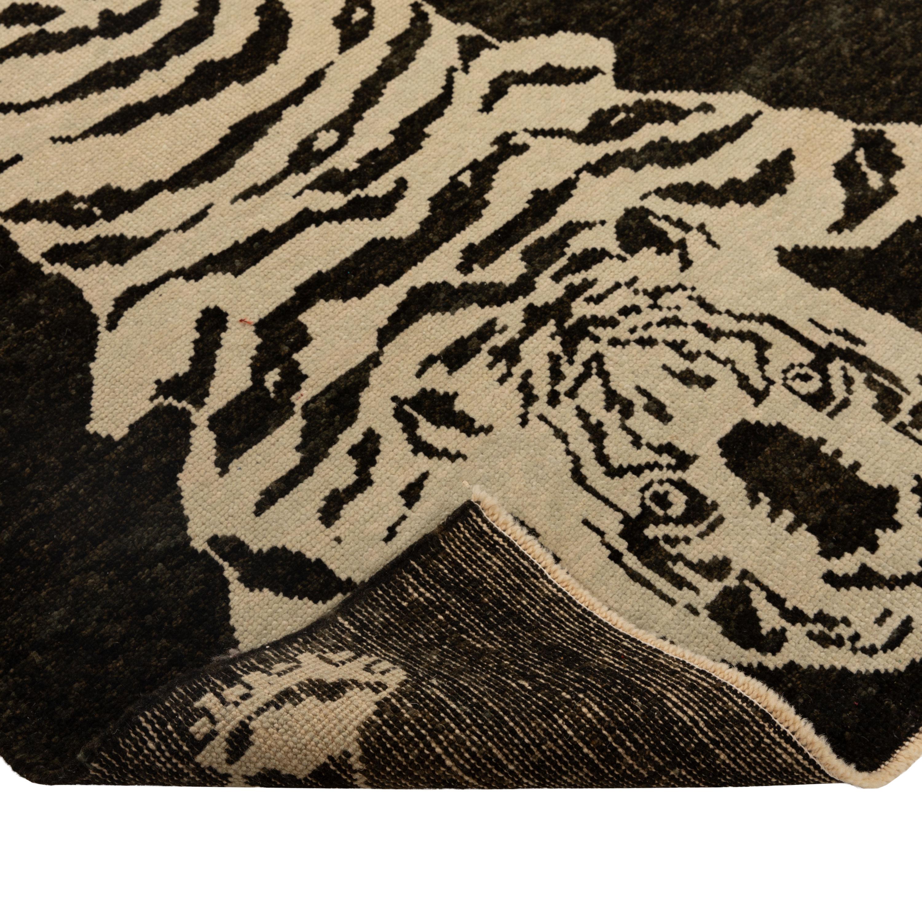 Abc Teppich Schwarz Tiger Moderner türkischer Wollteppich - 4'1