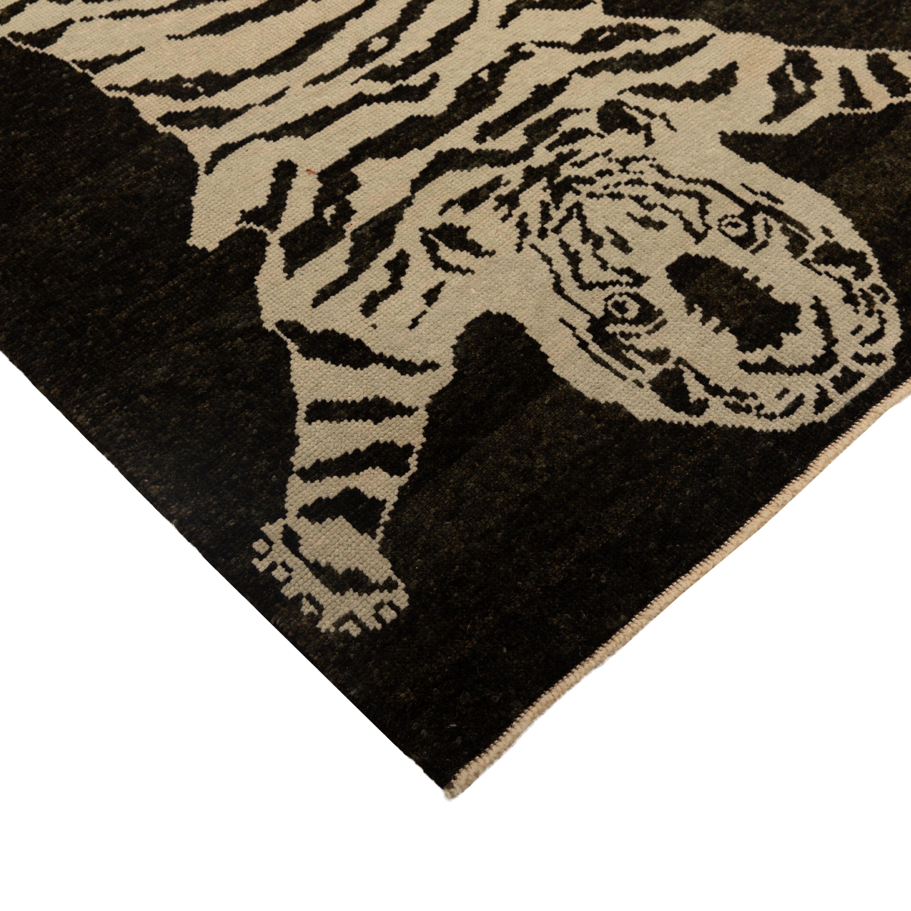 Abc Teppich Schwarz Tiger Moderner türkischer Wollteppich - 4'1
