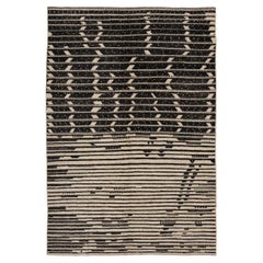 abc carpet Black & White Zameen Transitional Wool Rug - 6'3" x 9'1"