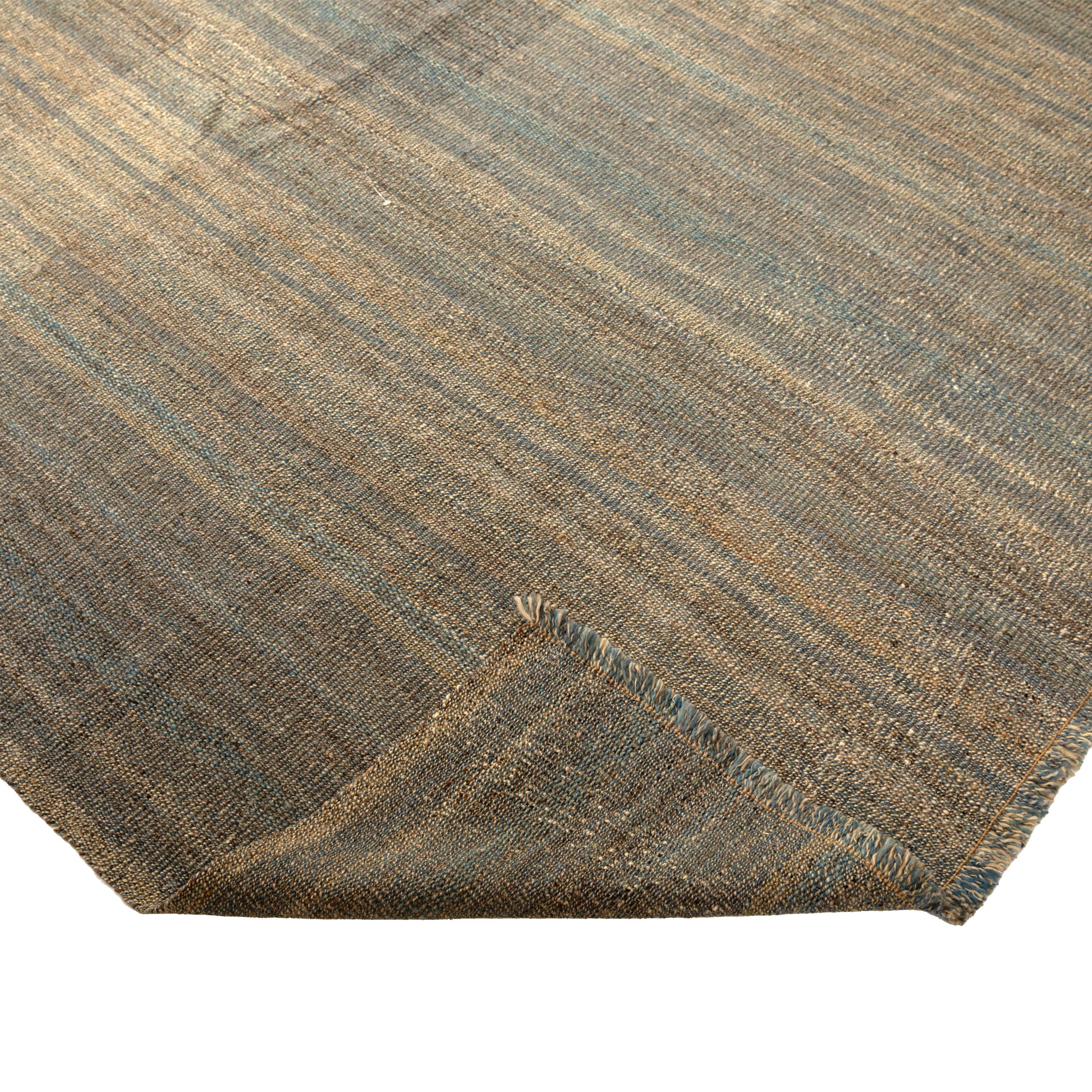 Abc Teppich Blauer Flachgewebe-Wollteppich - 8'10